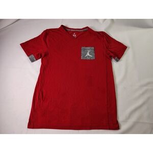 Nike Air Jordan Boys Jumpman Cement Elephant Print Pocket V Neck Red T Shirt XL